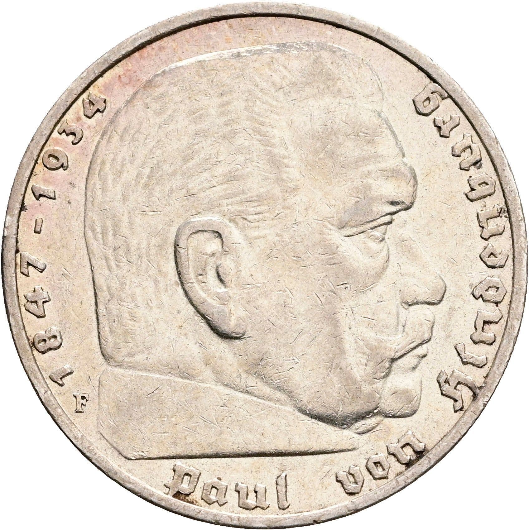 5 Reichsmark Stuttgart 1936 F – Vorderseite