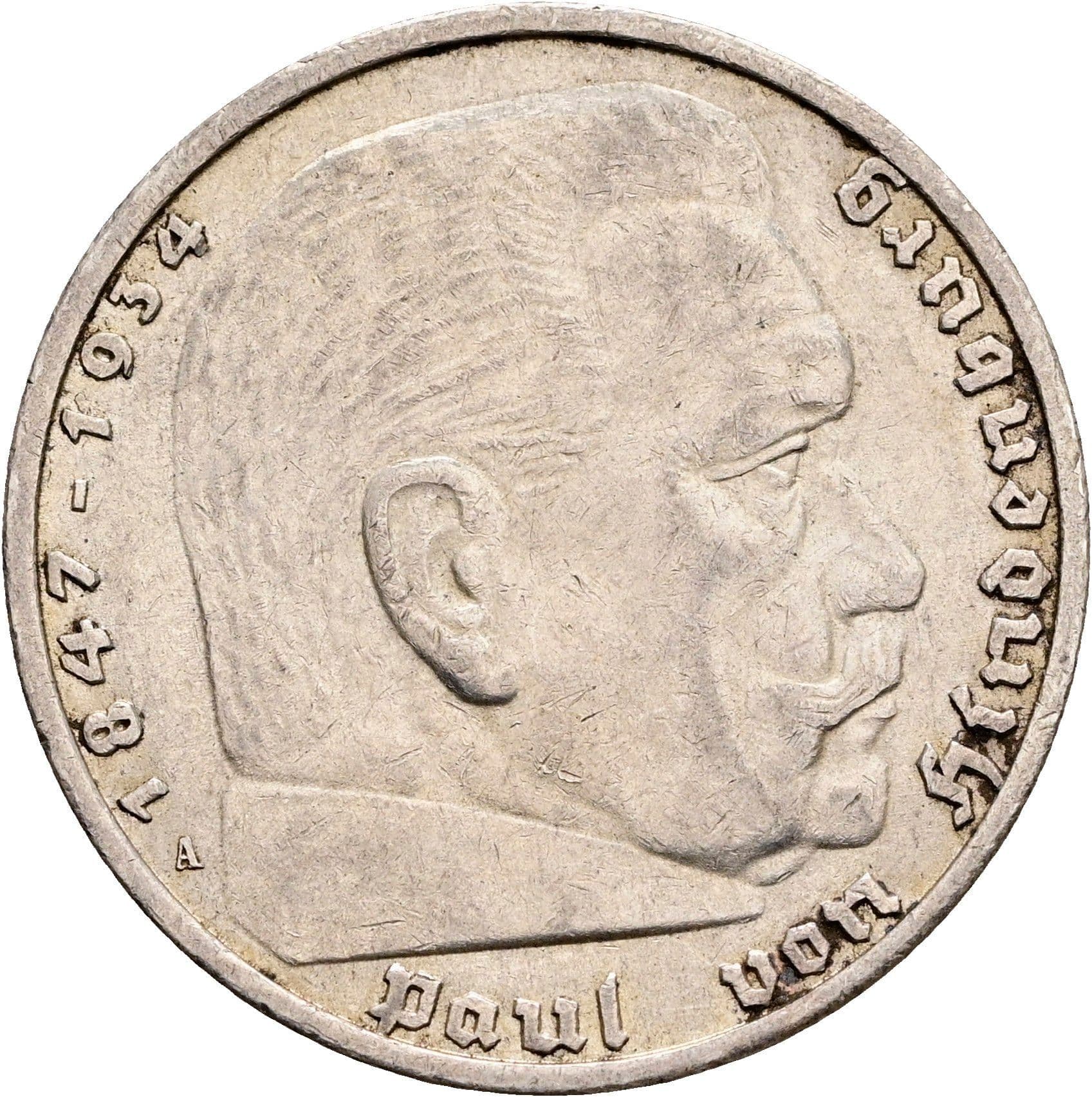 5 Reichsmark Berlin 1935 A – Vorderseite