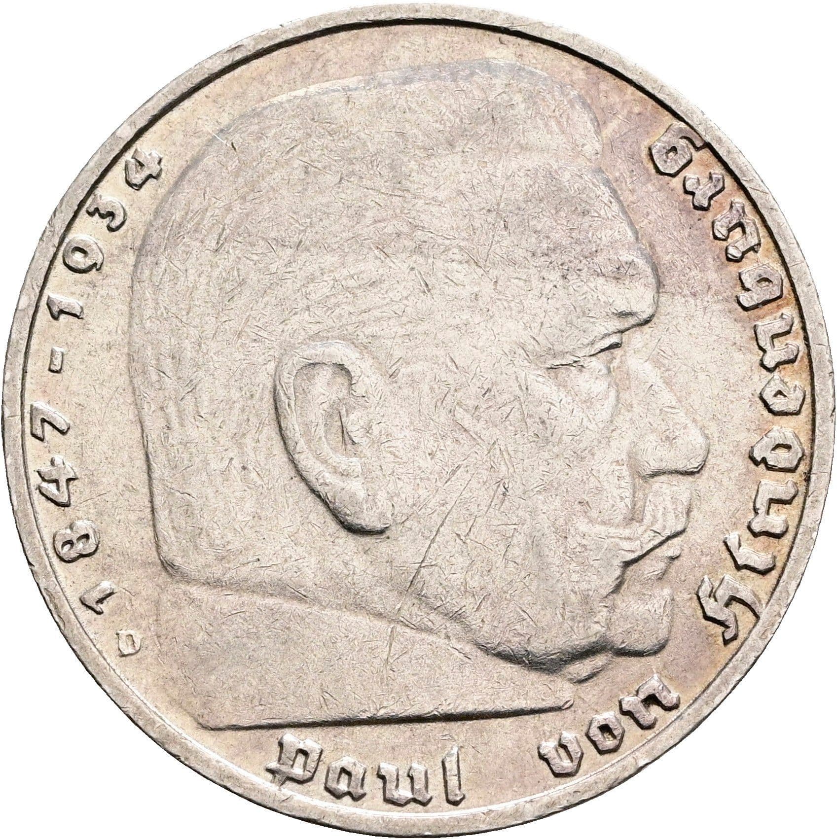 5 Reichsmark München 1936 D – Vorderseite