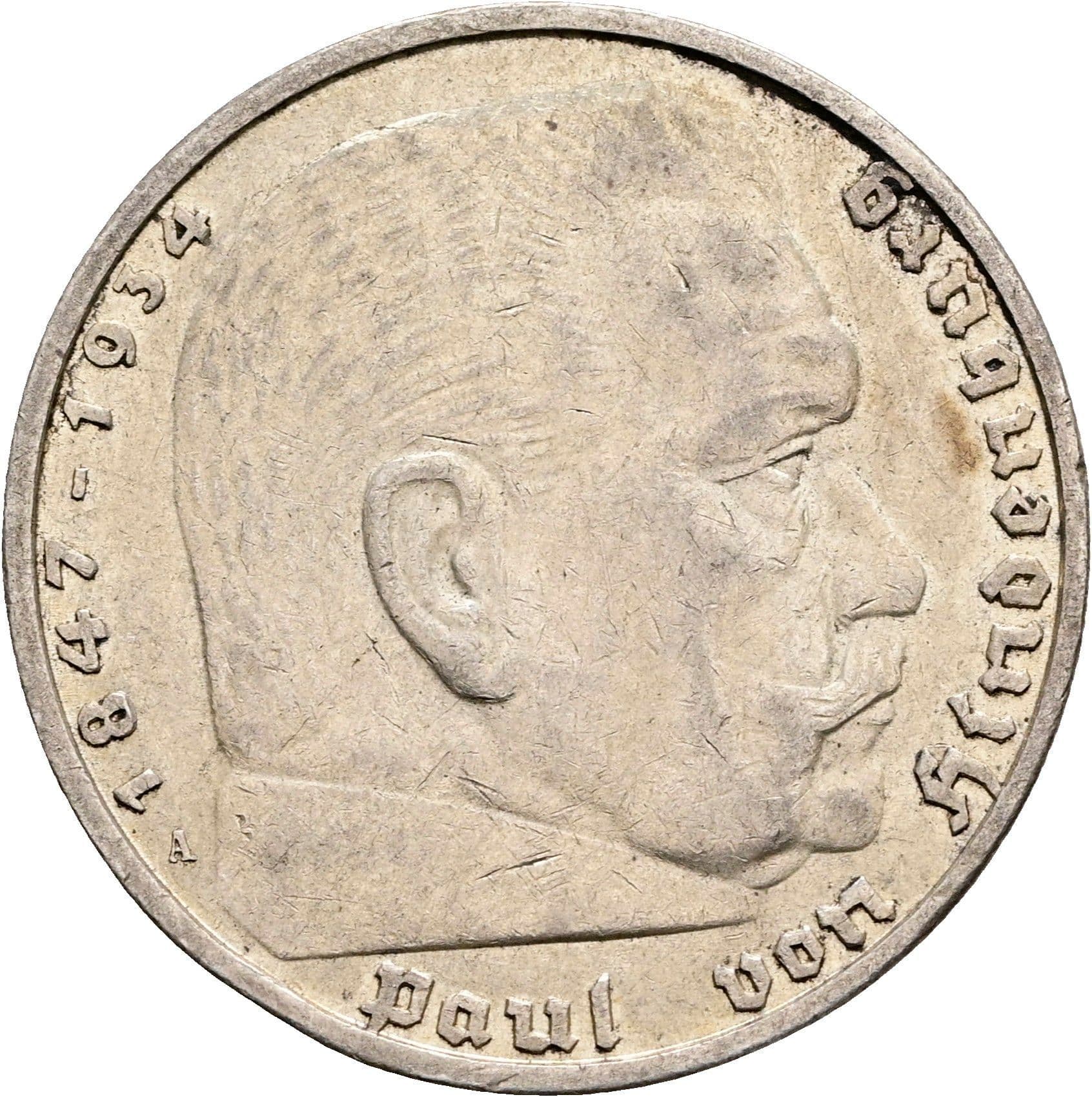 5 Reichsmark Berlin 1936 A – Vorderseite