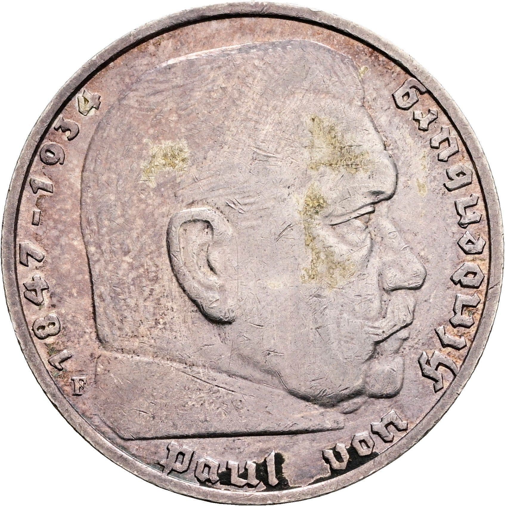 5 Reichsmark Stuttgart 1938 F – Vorderseite