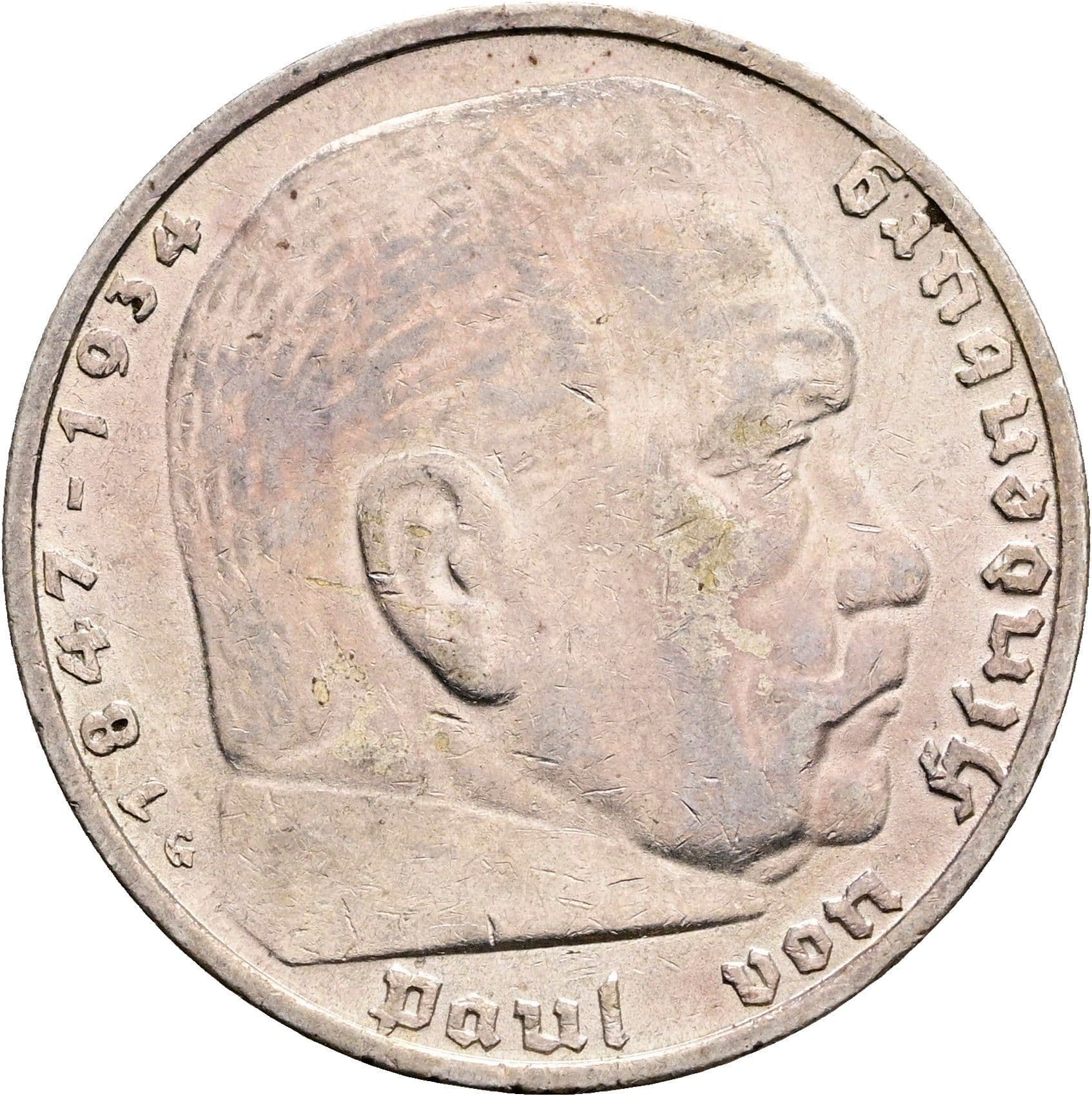 5 Reichsmark Karlsruhe 1935 G – Vorderseite