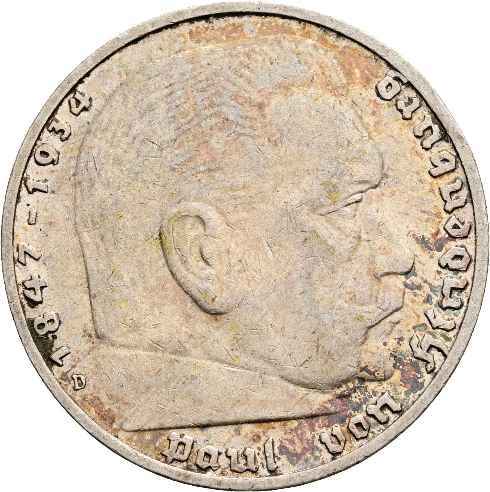 5 Reichsmark München 1935 D – Vorderseite