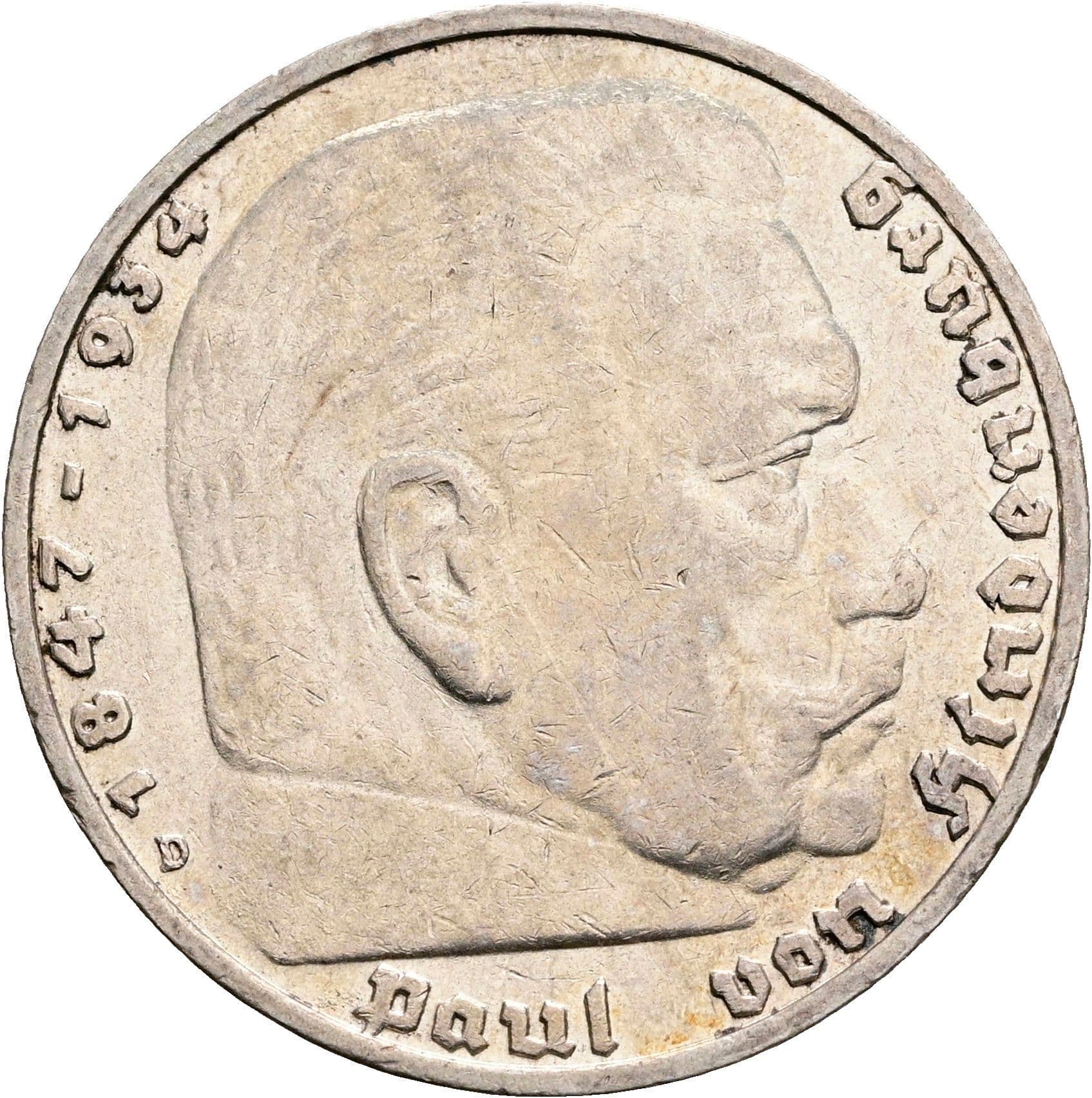 5 Reichsmark München 1935 D – Vorderseite