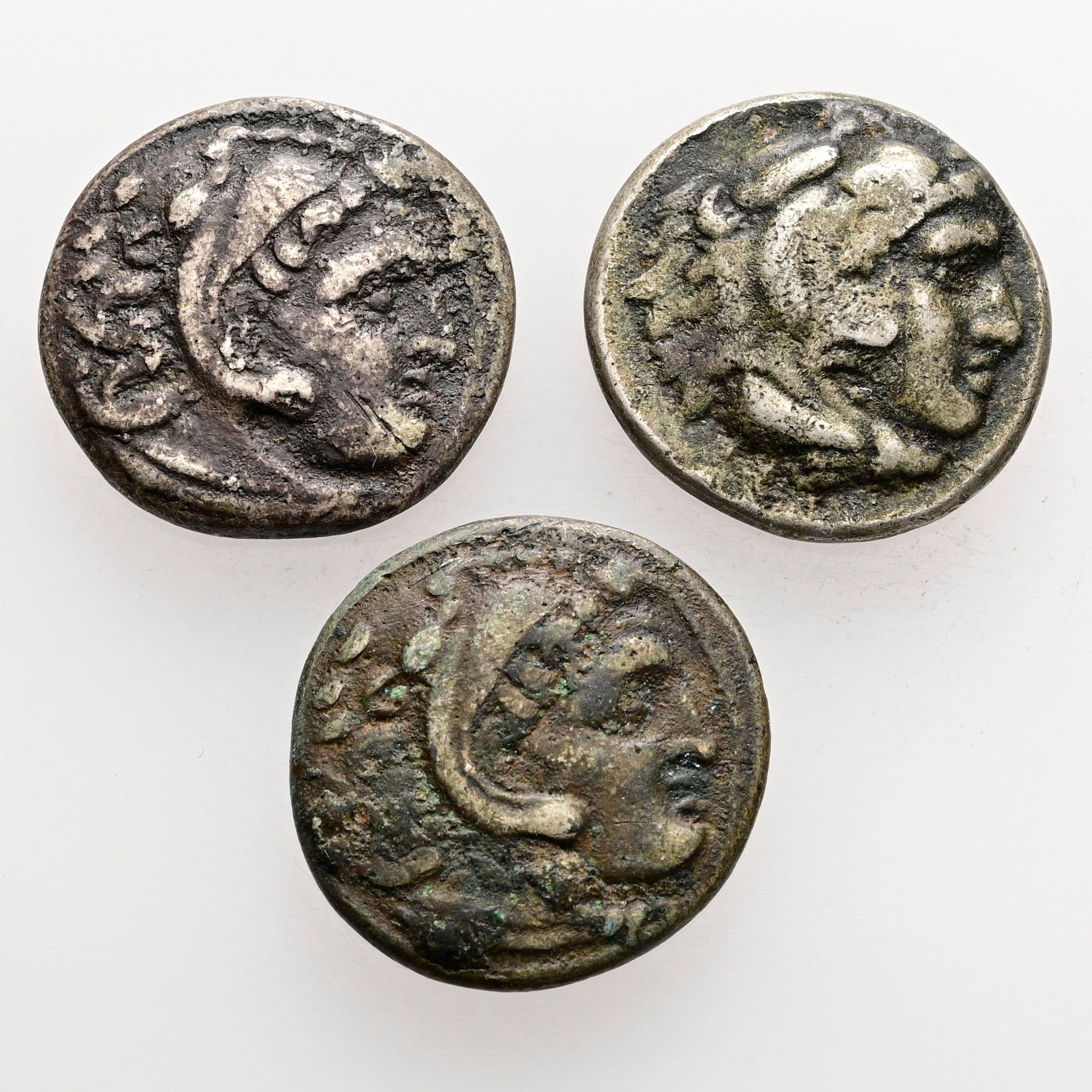 Lot 3 Stück Drachmen Alexander III. der Große Macedonien – Vorderseite
