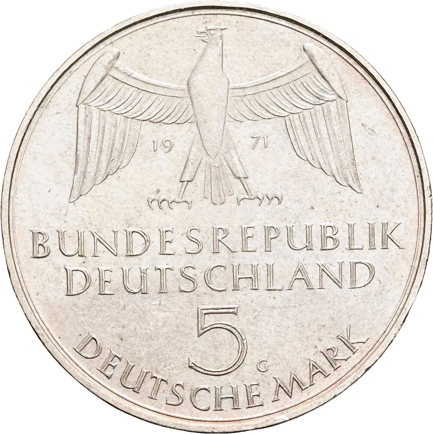 5 Mark Karlsruhe 1971 G – Vorderseite