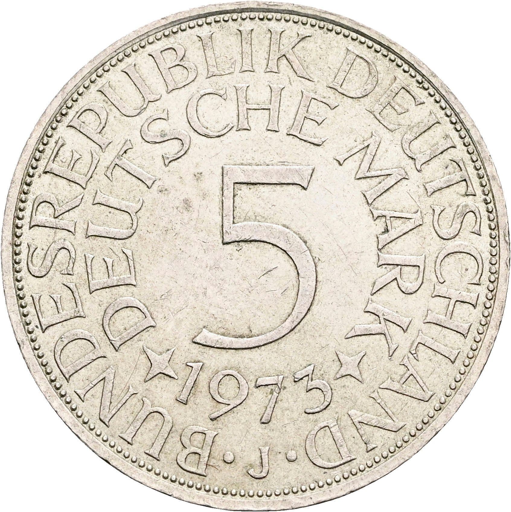 5 Mark Hamburg 1973 J – Vorderseite