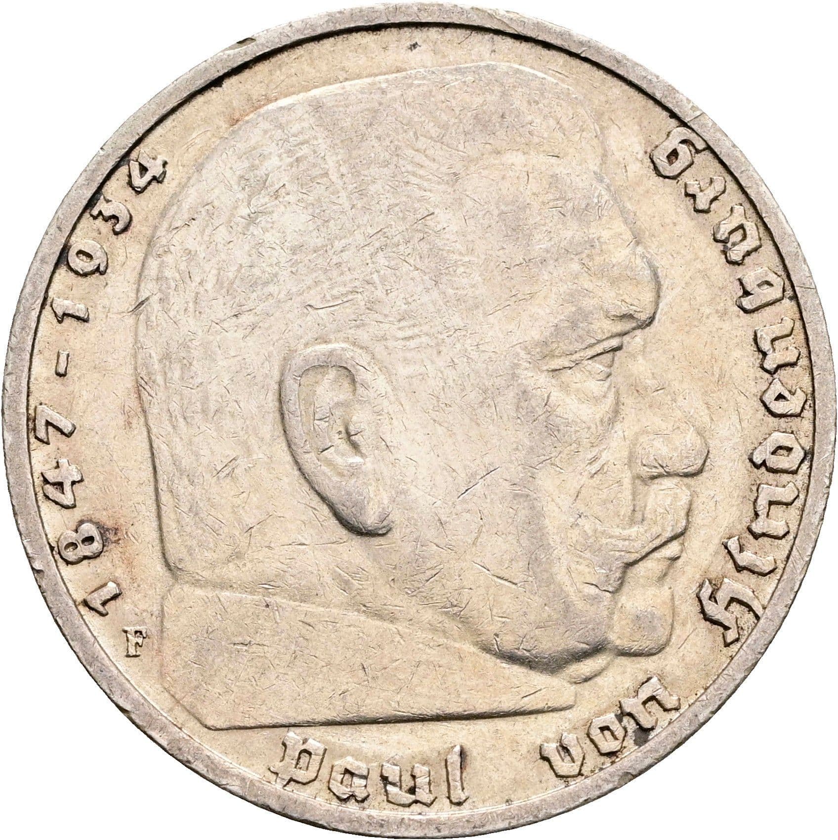 5 Reichsmark Stuttgart 1935 F – Vorderseite