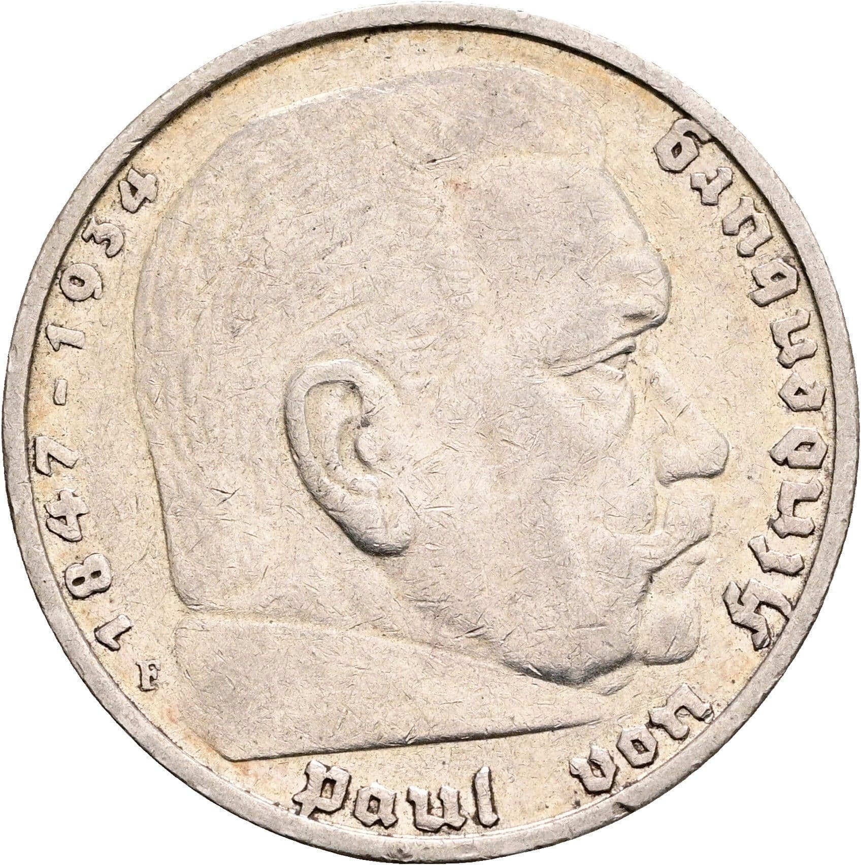 5 Reichsmark Stuttgart 1935 F – Vorderseite