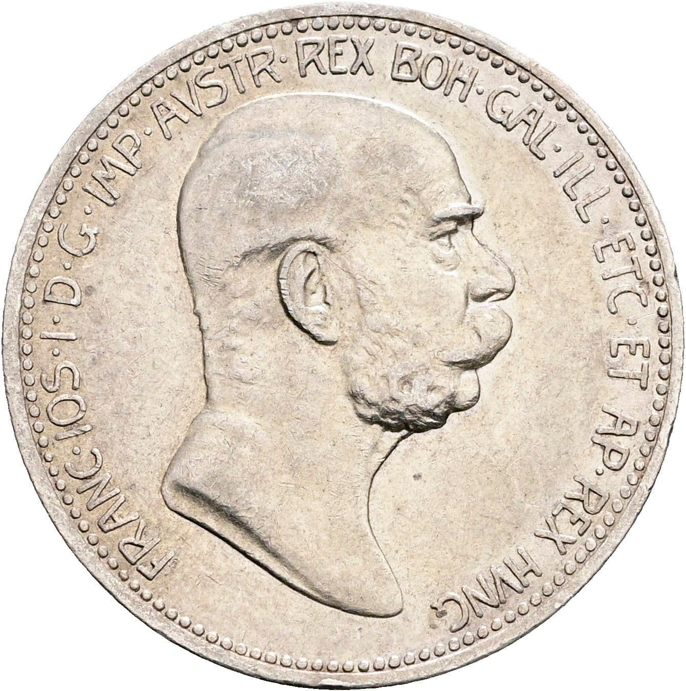 1 Krone Franz Joseph I. 1848-1916 1908 – Vorderseite