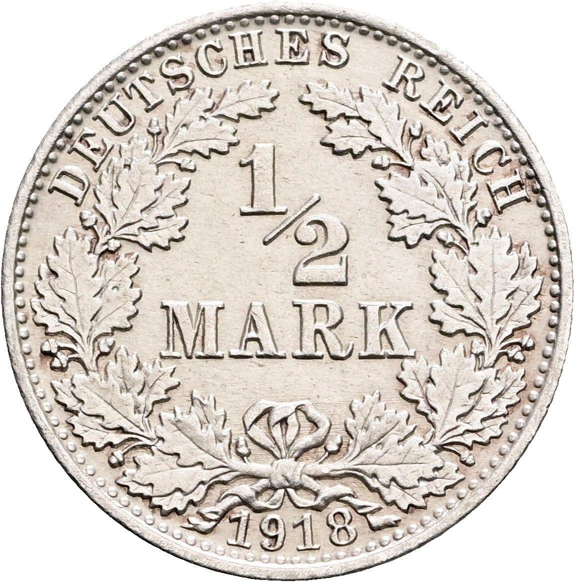 1/2 Mark 1918 A – Vorderseite