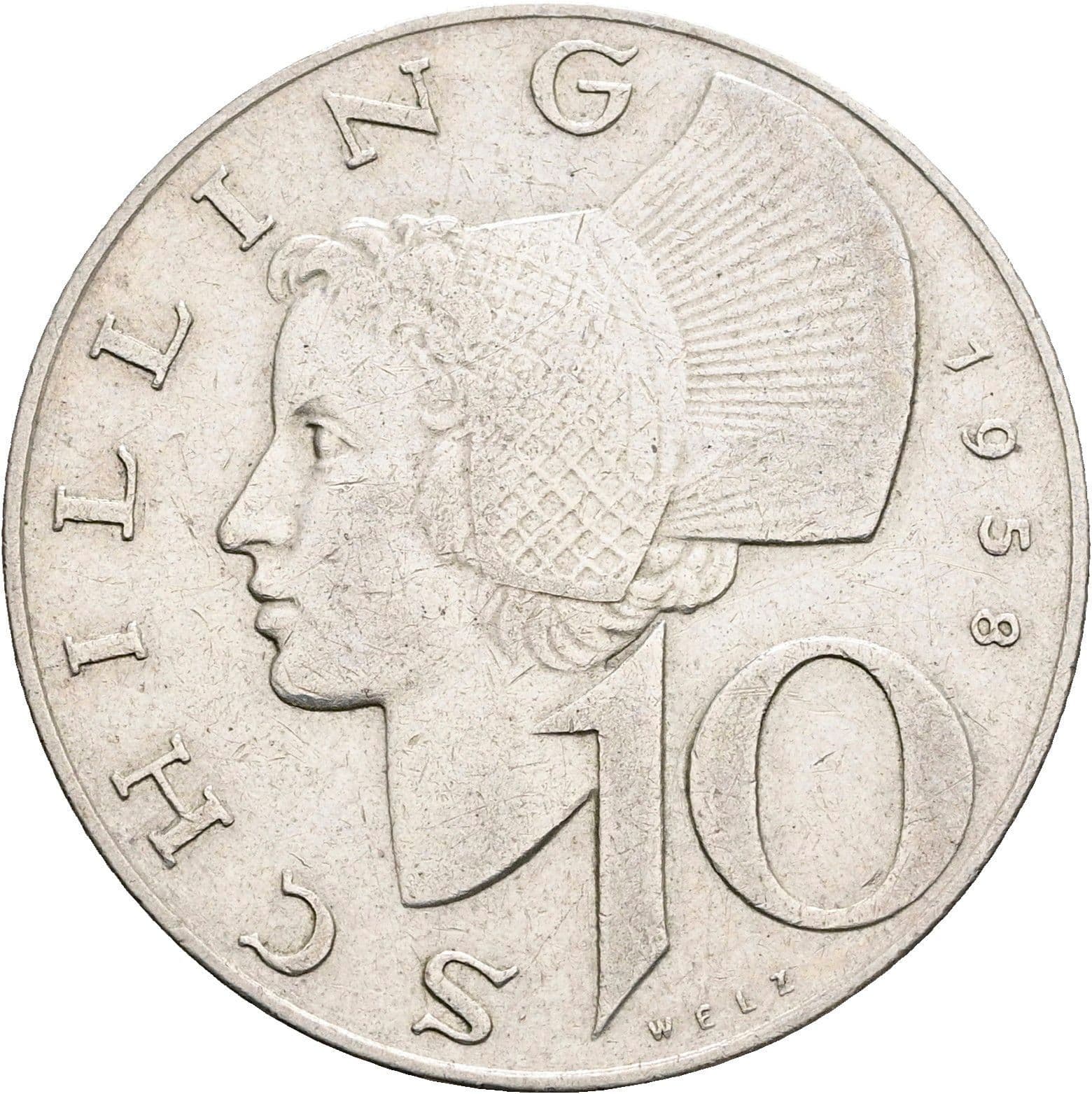 10 Schilling 1958 – Vorderseite