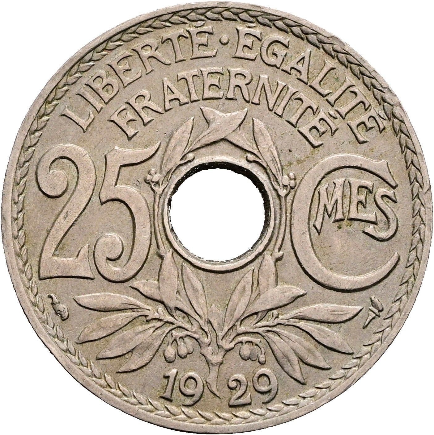 25 Centimes 1929 – Vorderseite