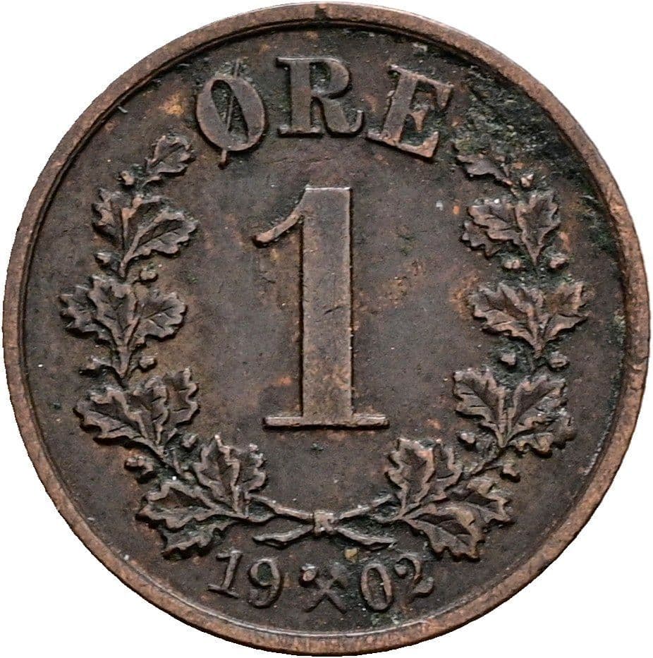 1 Öre Oscar II. 1872-1905 1902 – Vorderseite