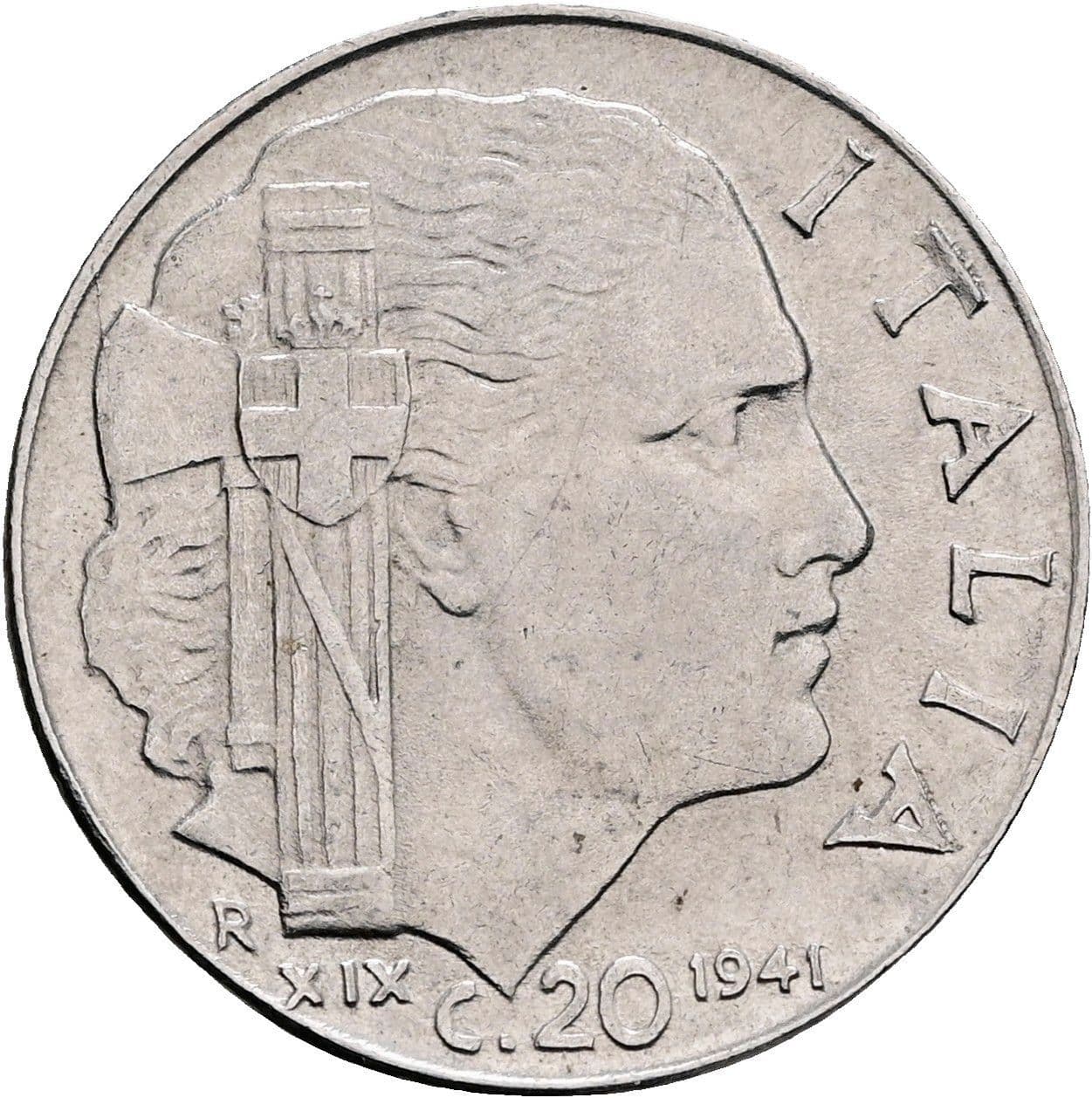 20 Centesimi Vittorio Emanuele III. 1900-1946 1941 – Vorderseite