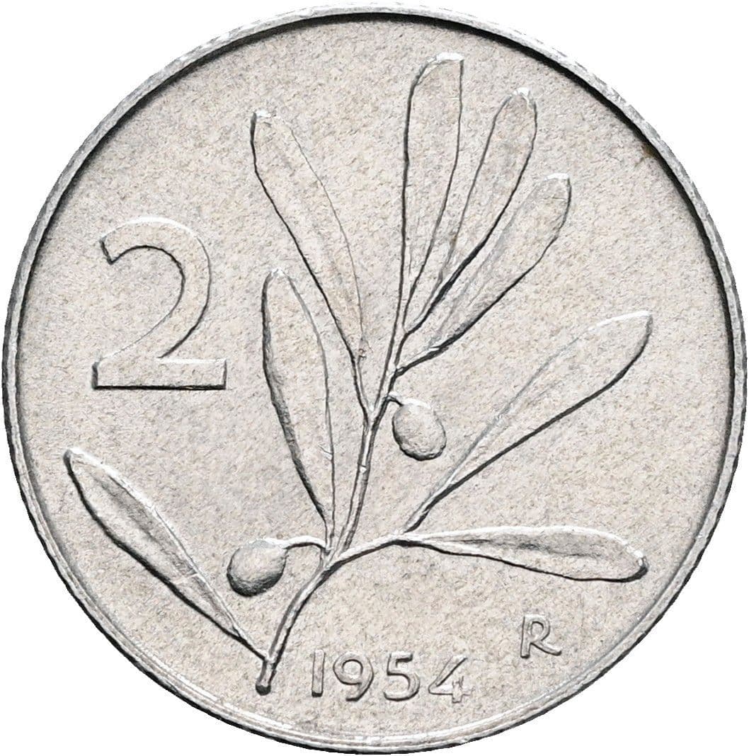 2 Lire 1954 – Vorderseite