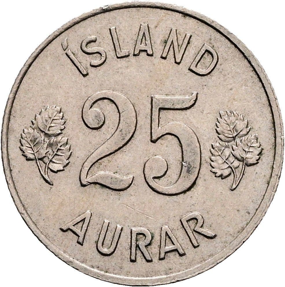 25 Aurar 1966 – Vorderseite