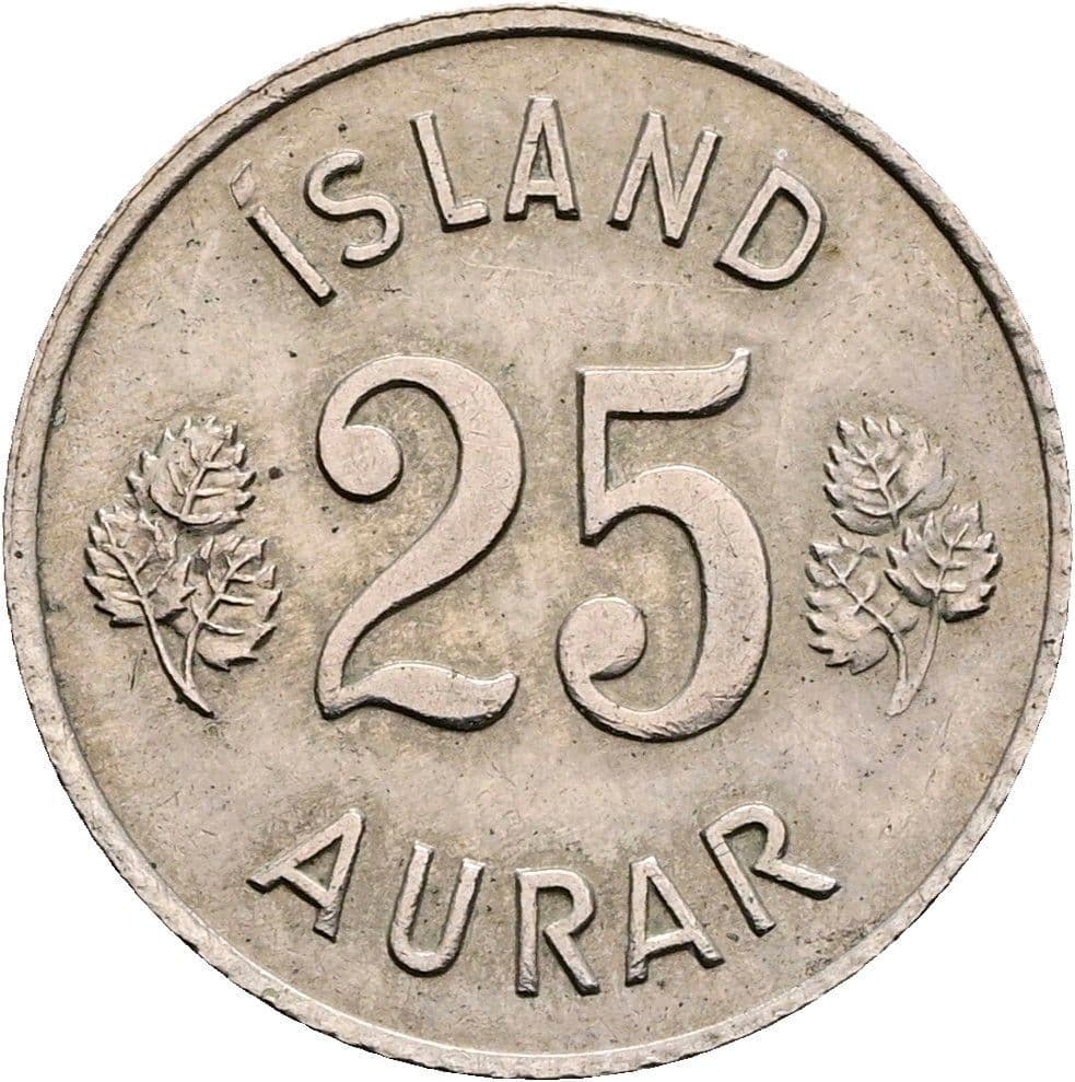 25 Aurar 1967 – Vorderseite