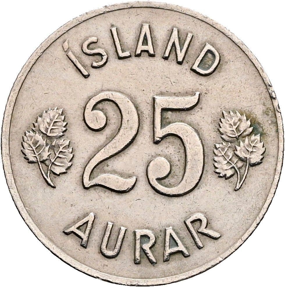 25 Aurar 1967 – Vorderseite