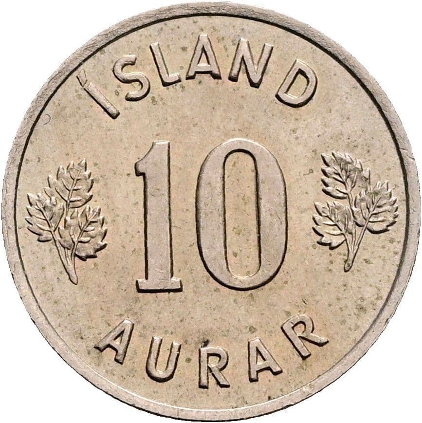 10 Aurar 1961 – Vorderseite