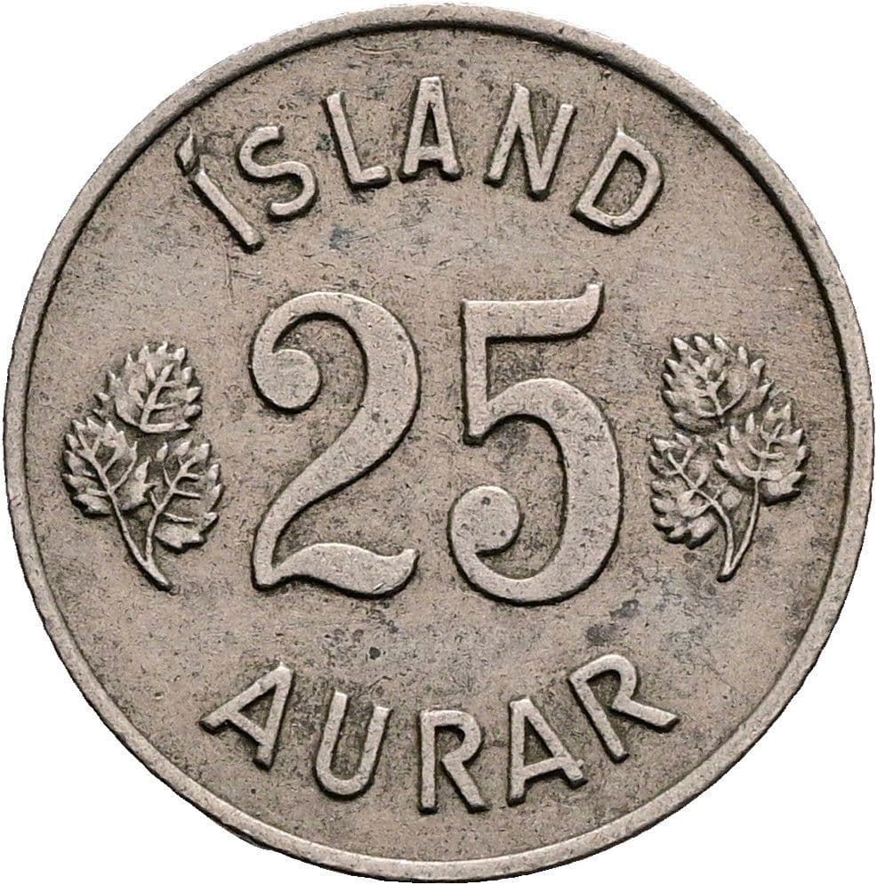 25 Aurar 1959 – Vorderseite
