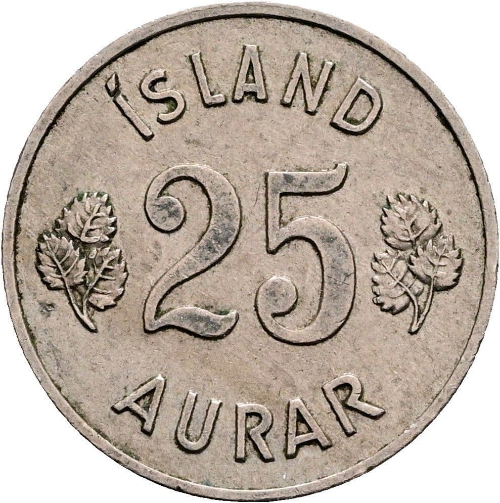 25 Aurar 1957 – Vorderseite