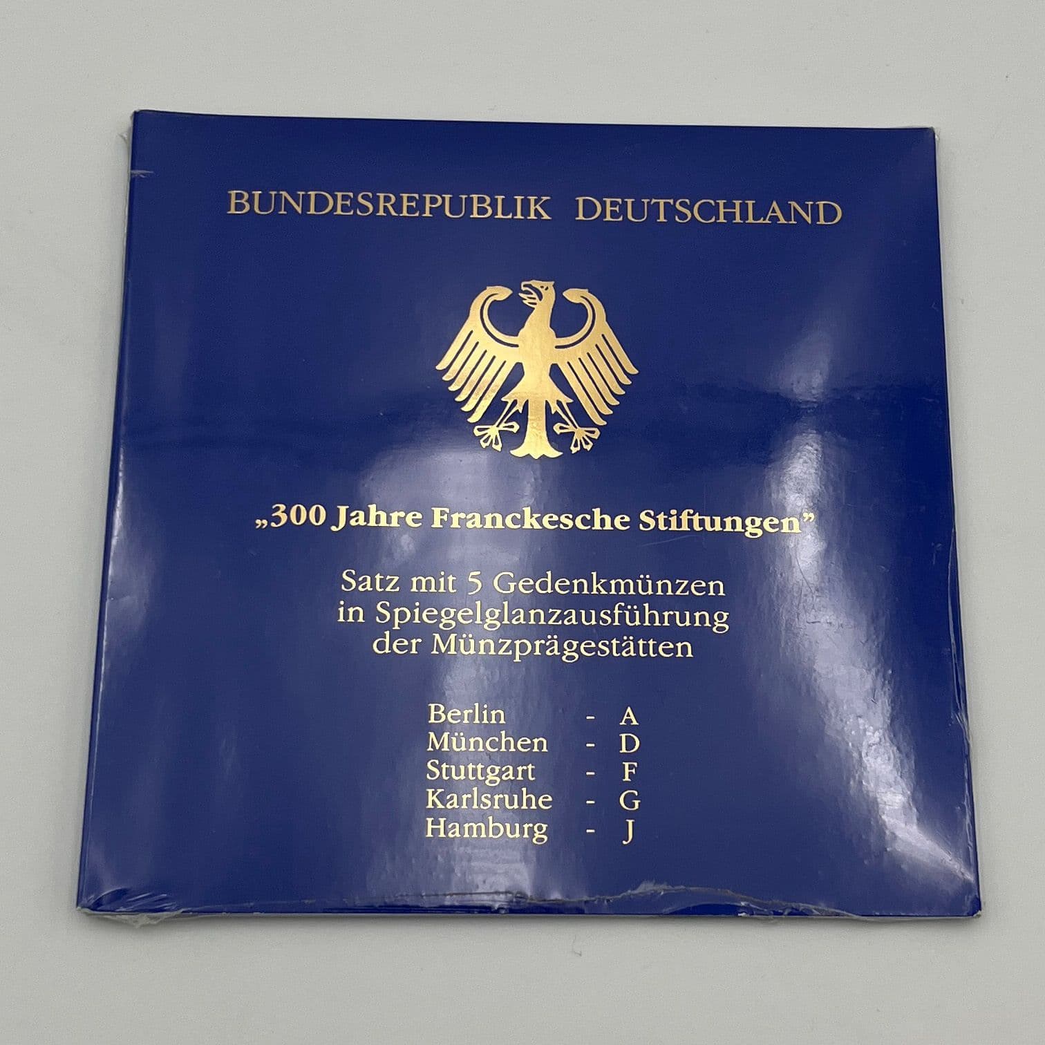 Silber Gedenkmünzenset (=5x 10 Deutsche Mark) "300 Jahre Frankesche Stiftungen"