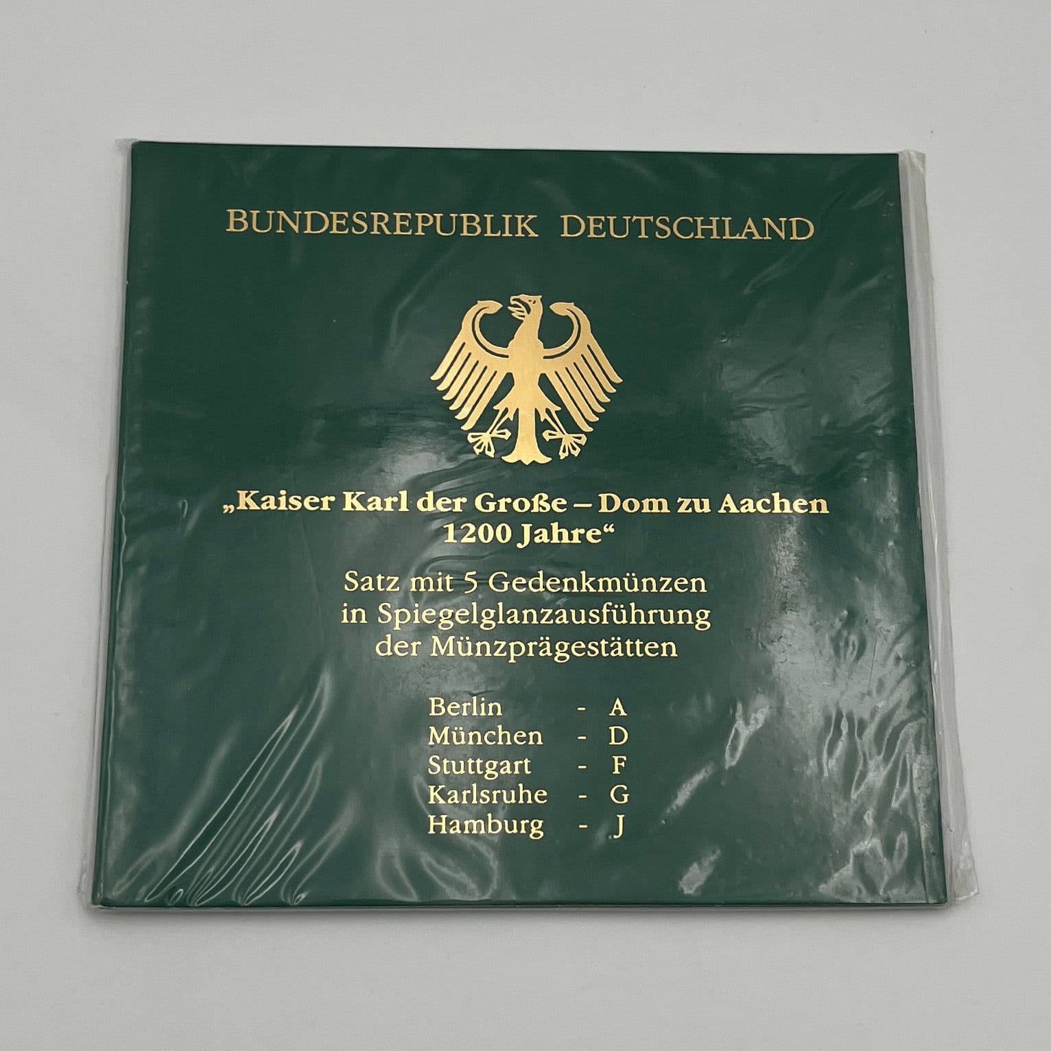 Silber Gedenkmünzensatz (= 5x 10 Deutsche Mark) "Kaiser Karl der Große - Dom zu Aachen"