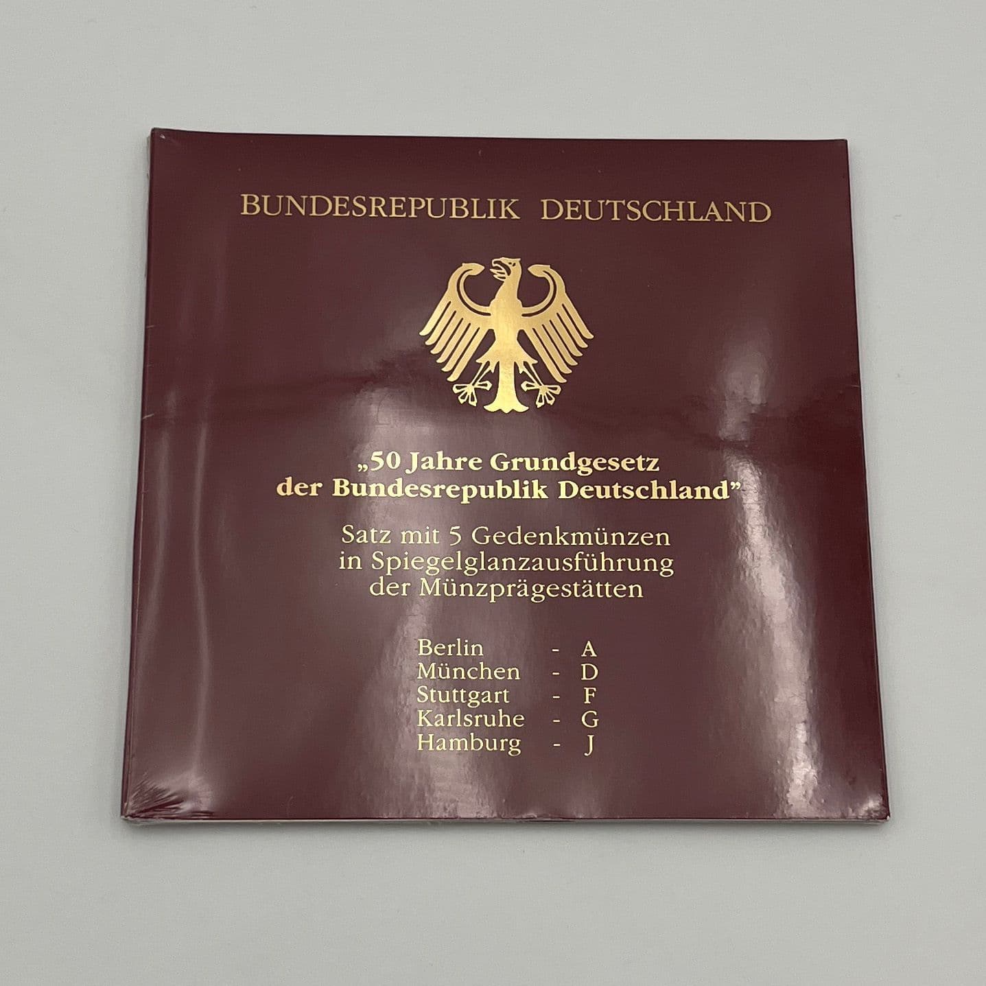 Silber Gedenkmünzensatz (= 5x 10 Deutsche Mark) "50 Jahre Grundgesetz"