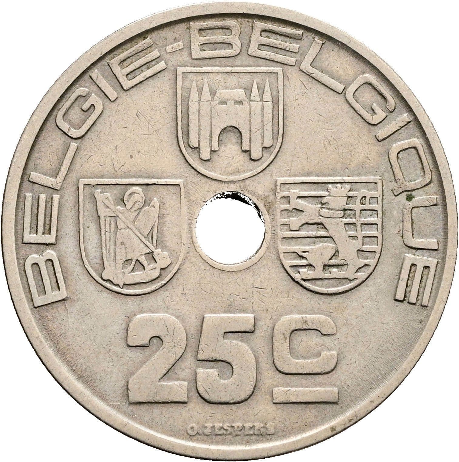 25 Centiemen Leopold III. 1934-1951 1938 – Vorderseite
