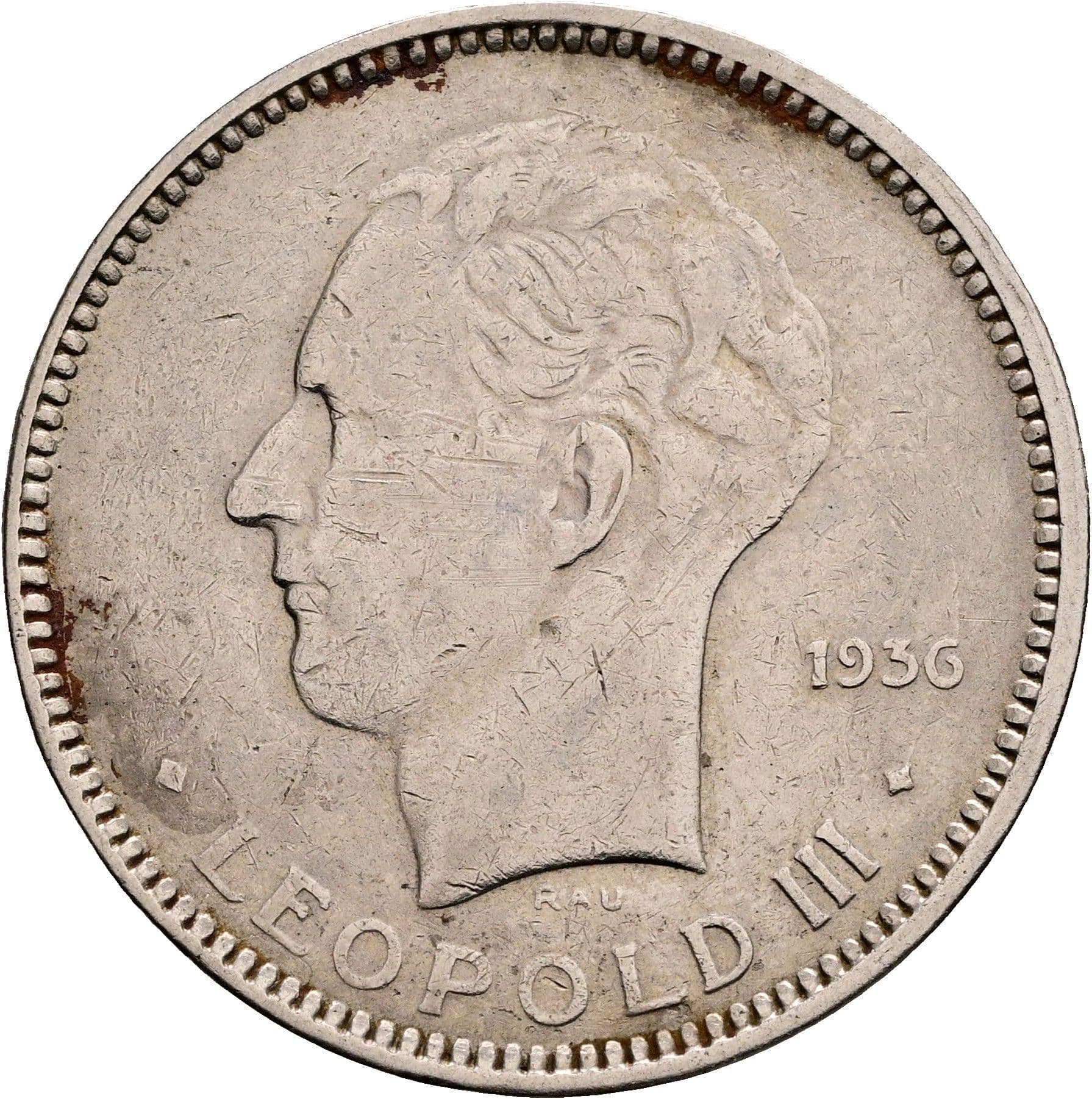 5 Francs Leopold III. 1934-1951 1936 – Vorderseite