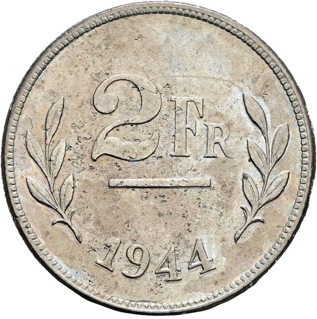 2 Francs Leopold III. 1934-1951 1944 – Vorderseite