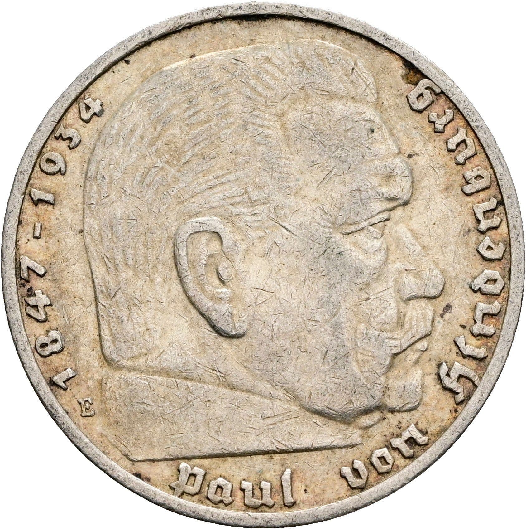 5 Reichsmark 1936 E – Vorderseite