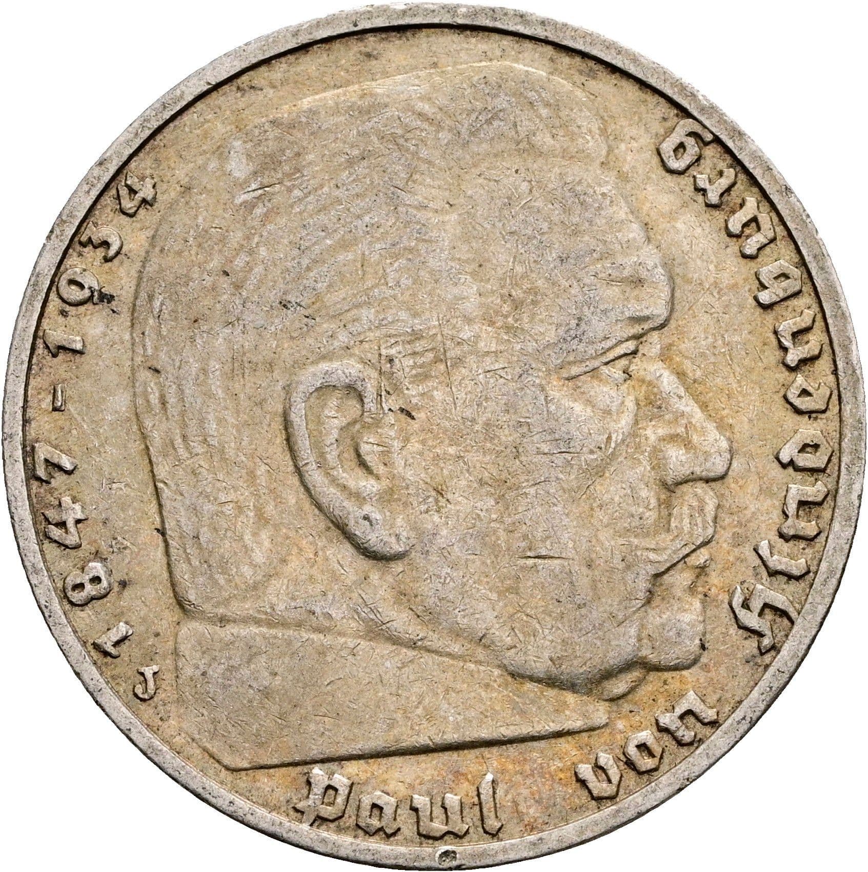 5 Reichsmark 1935 J – Vorderseite