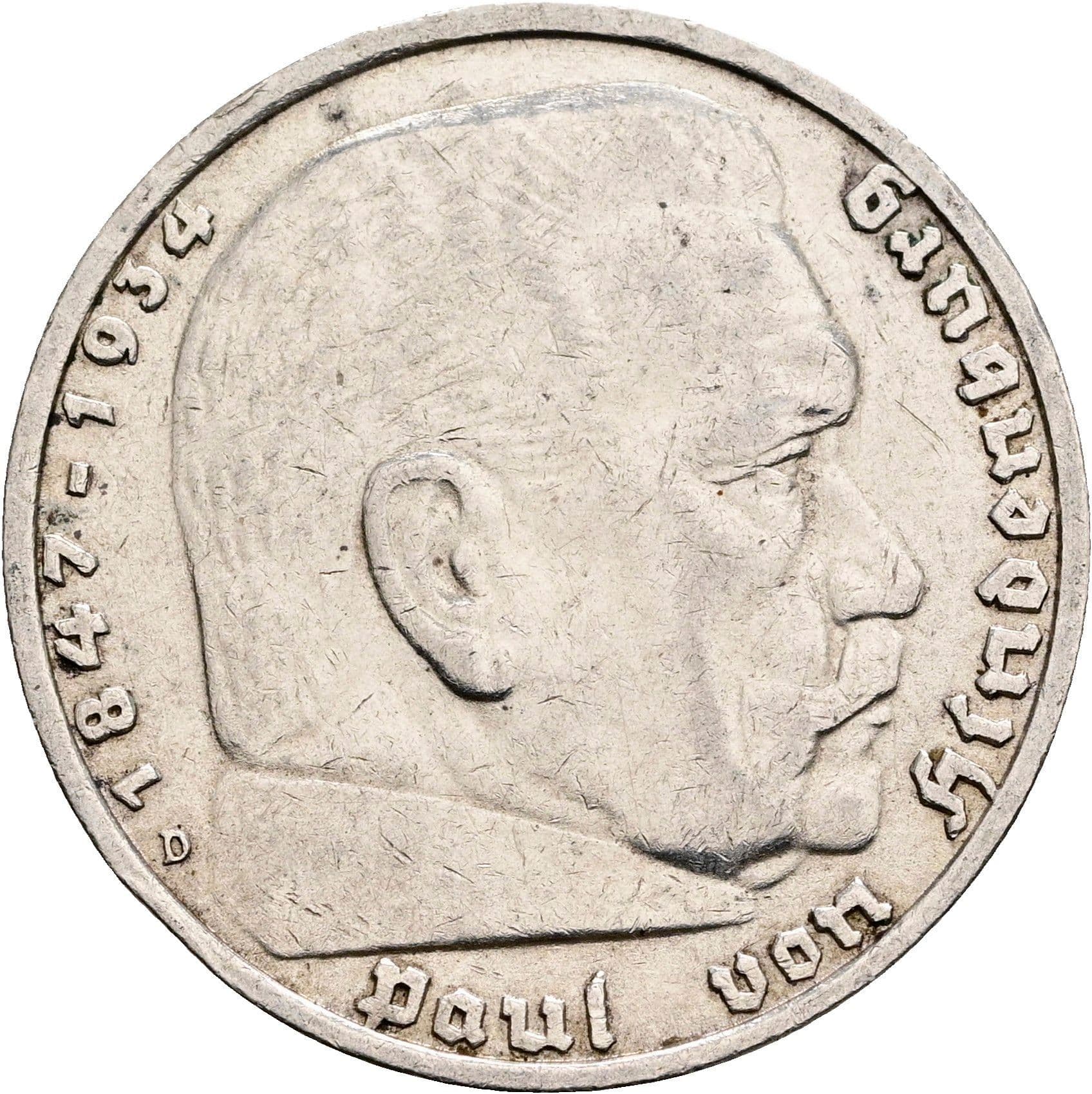5 Reichsmark 1935 D – Vorderseite