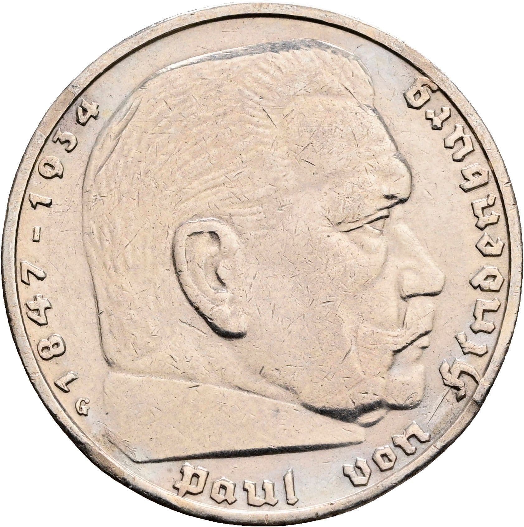 5 Reichsmark 1936 G – Vorderseite