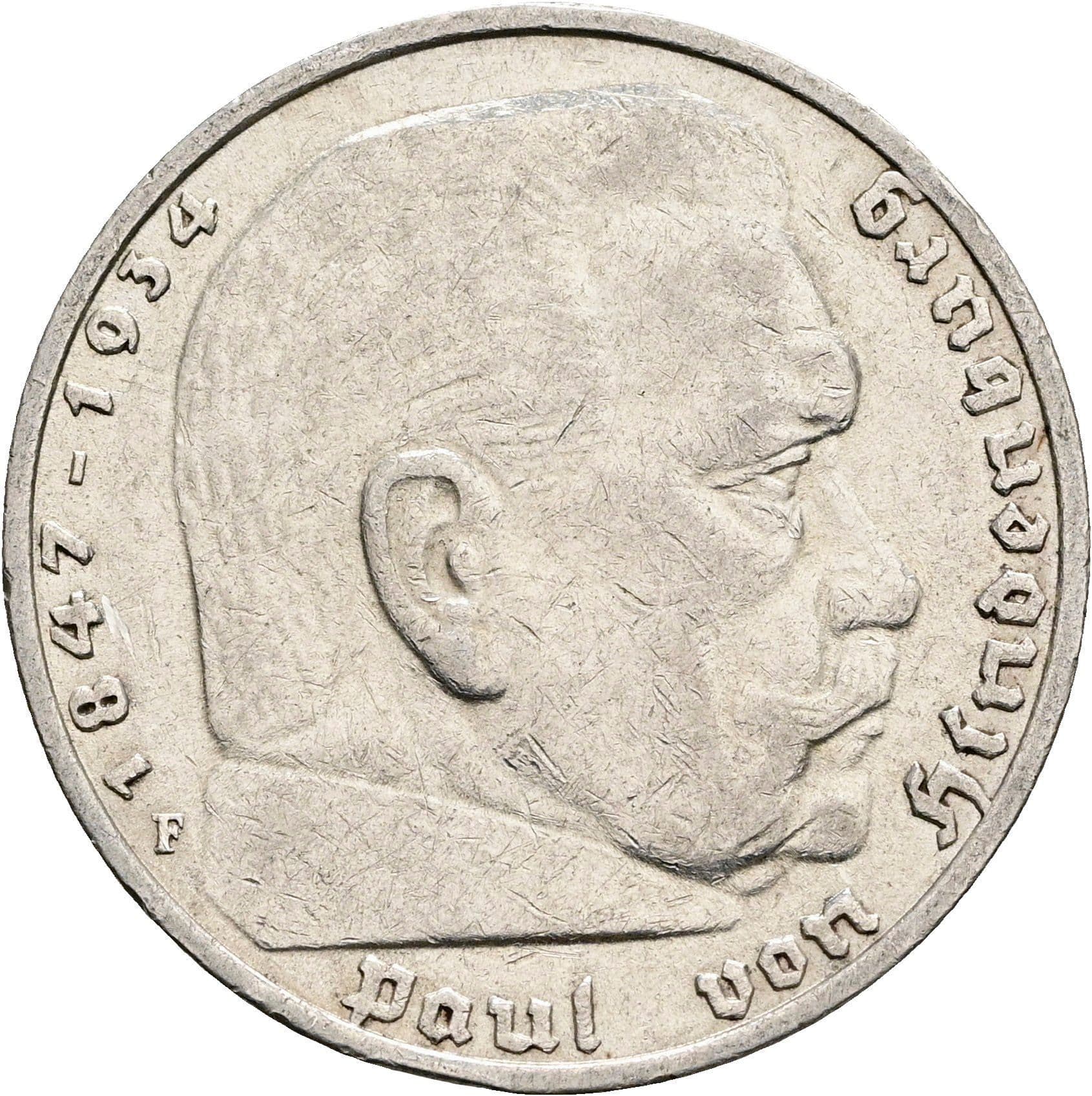 5 Reichsmark 1936 F – Vorderseite