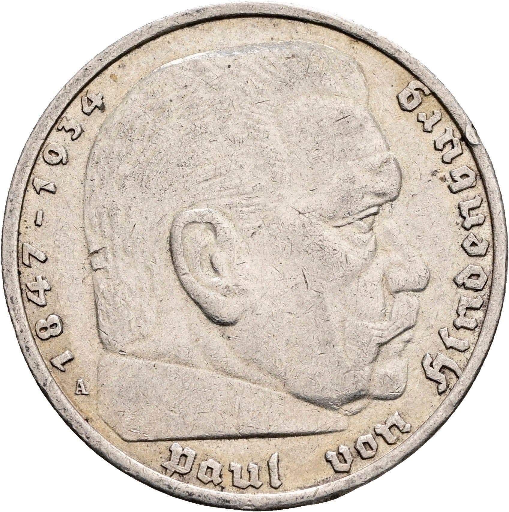 5 Reichsmark 1935 A – Vorderseite