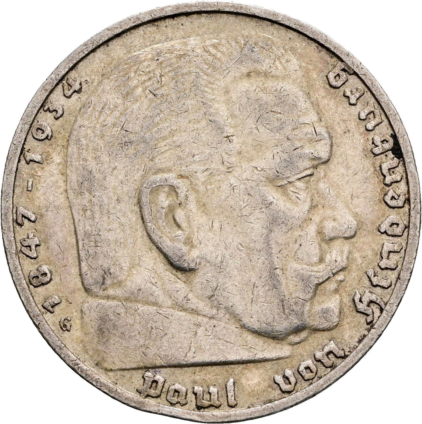 5 Reichsmark 1935 G – Vorderseite