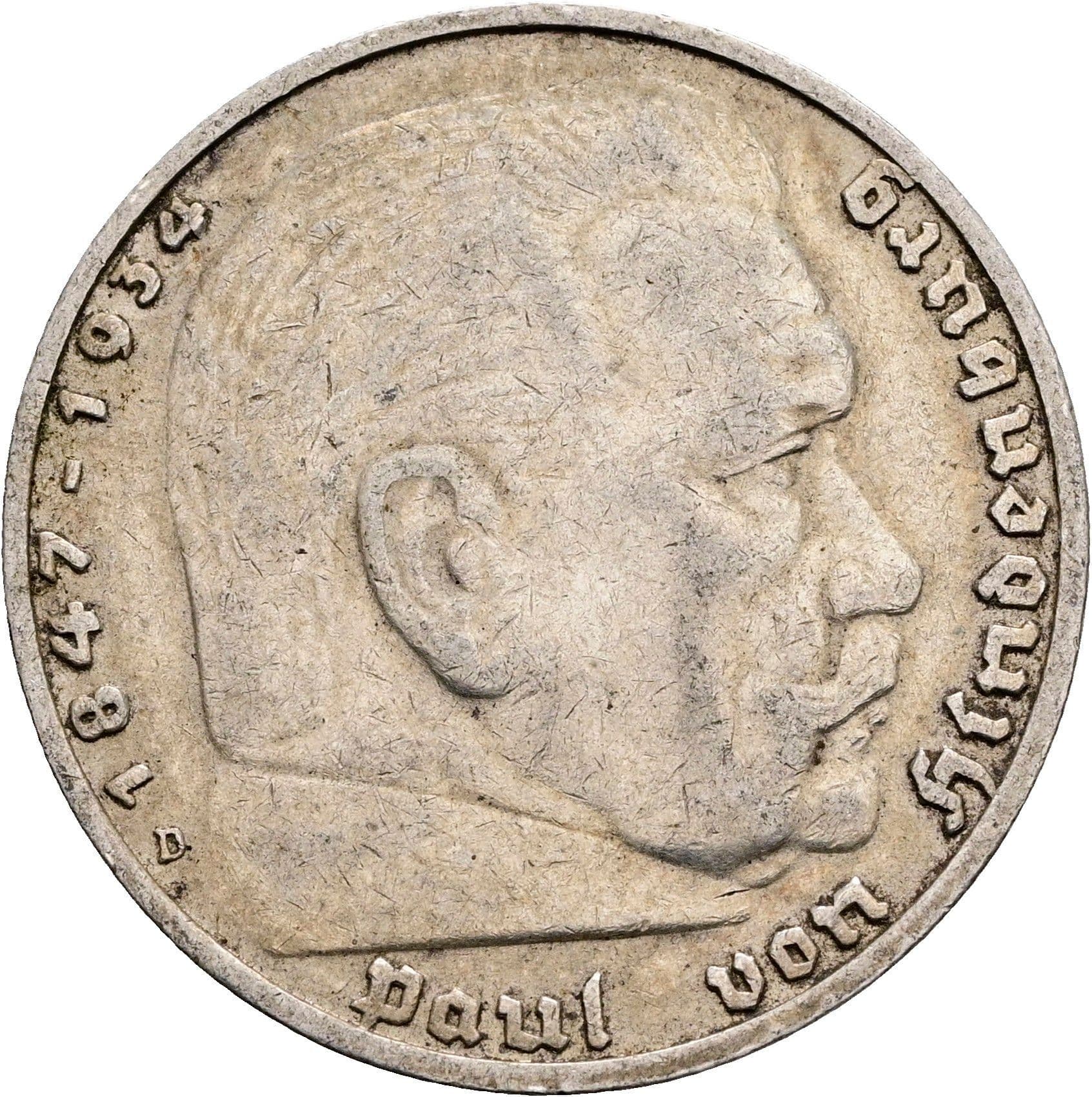5 Reichsmark 1935 D – Vorderseite