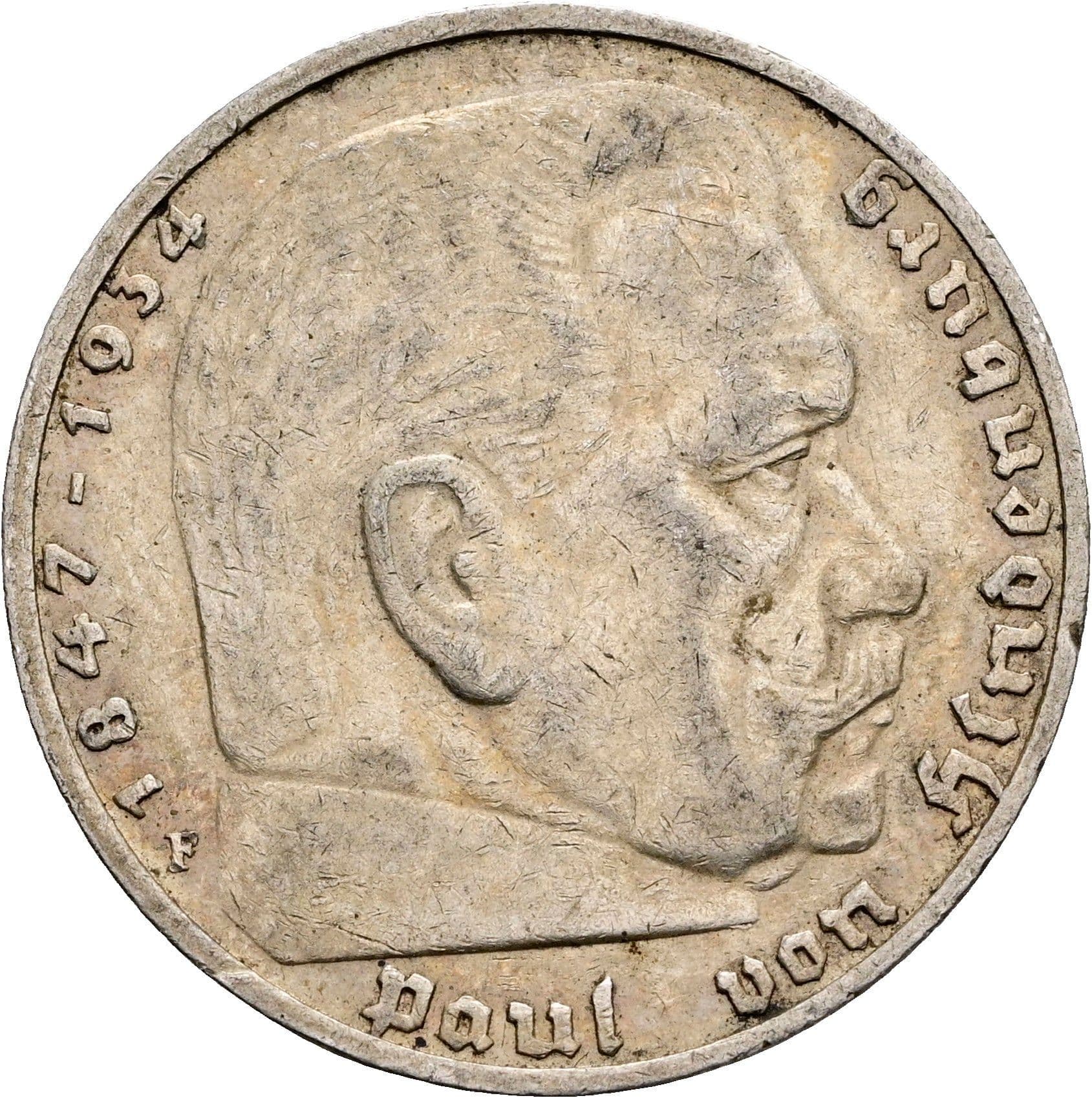 5 Reichsmark 1935 F – Vorderseite