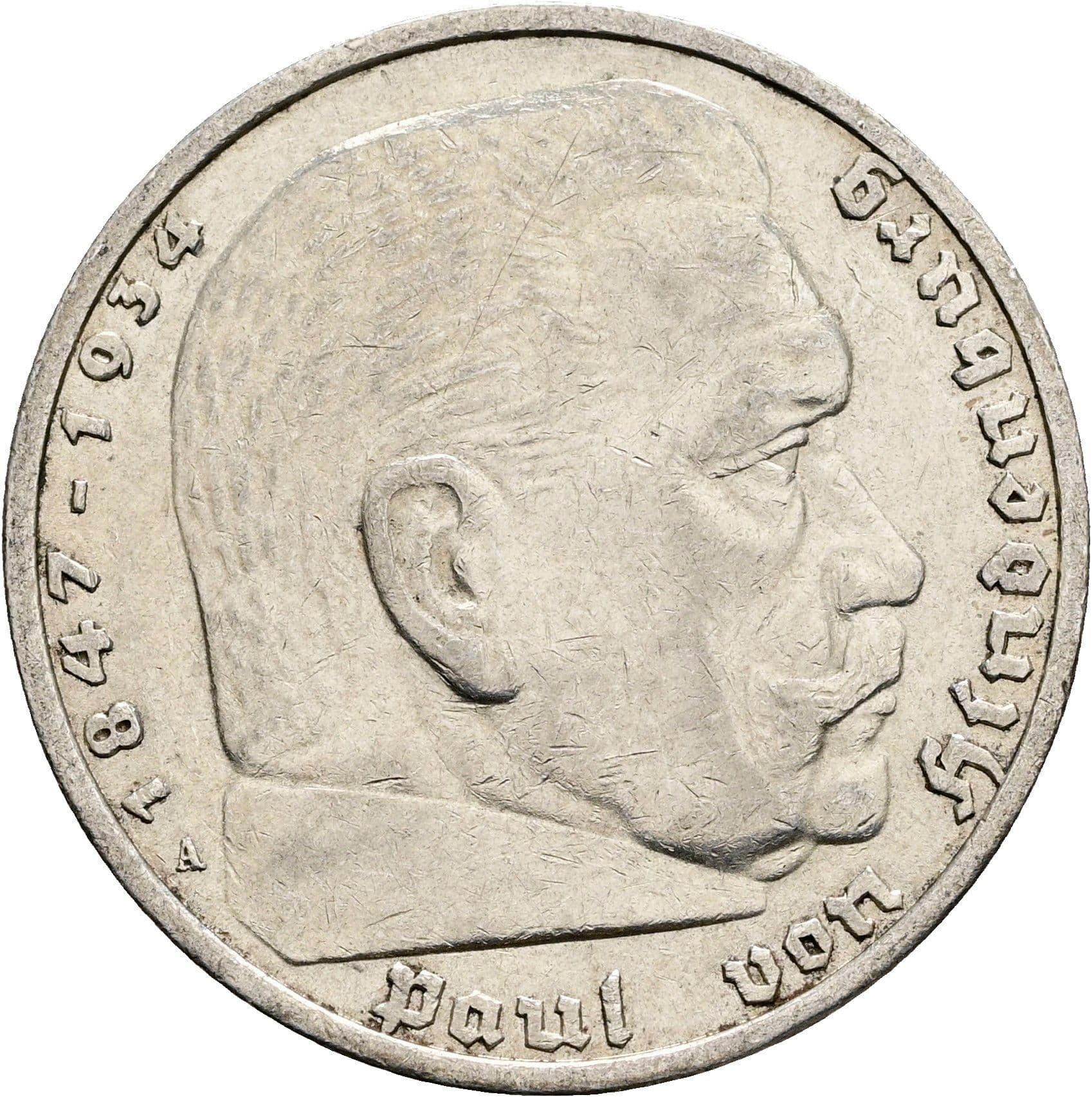 5 Reichsmark 1935 A – Vorderseite