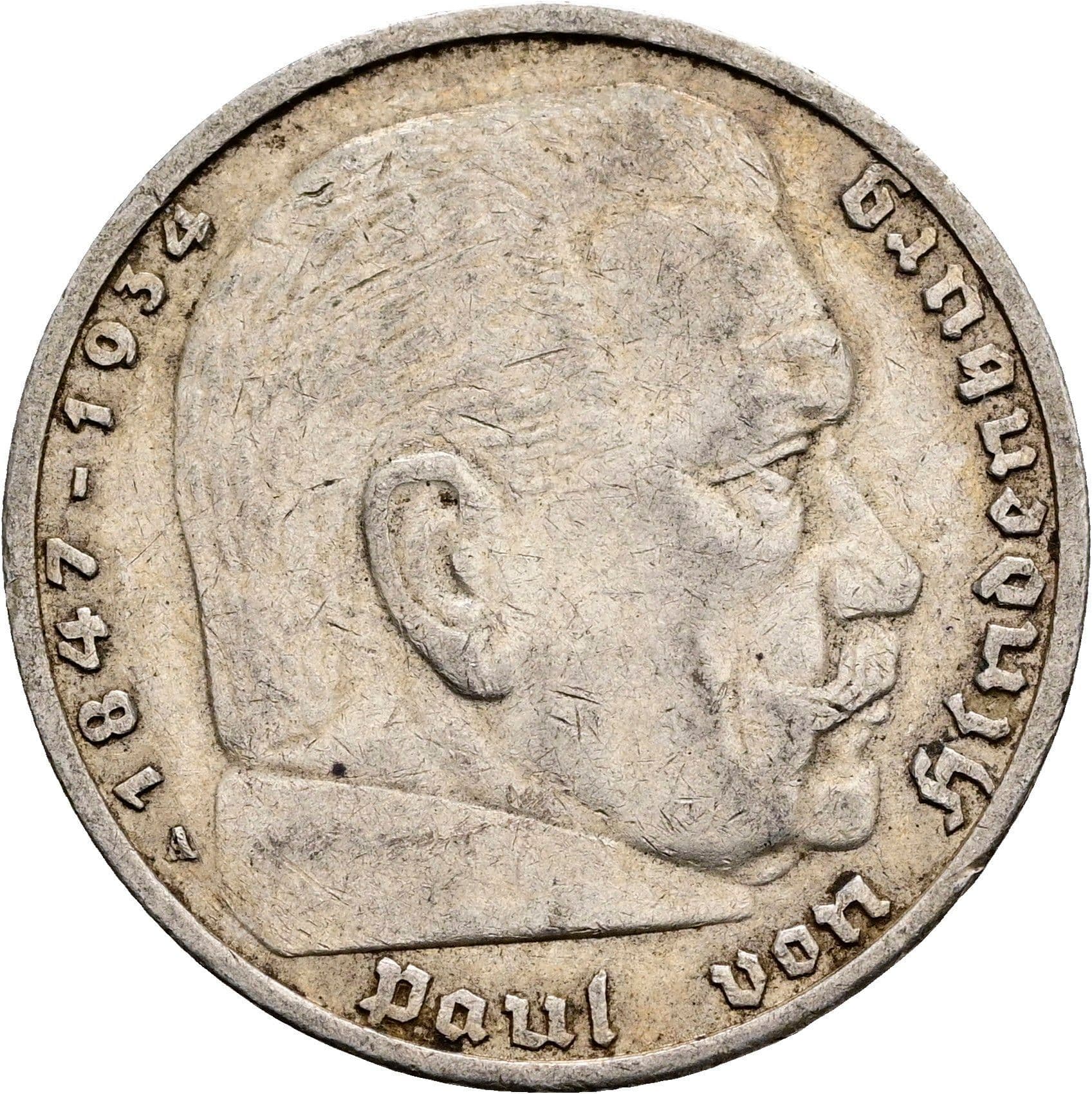 5 Reichsmark 1935 A – Vorderseite