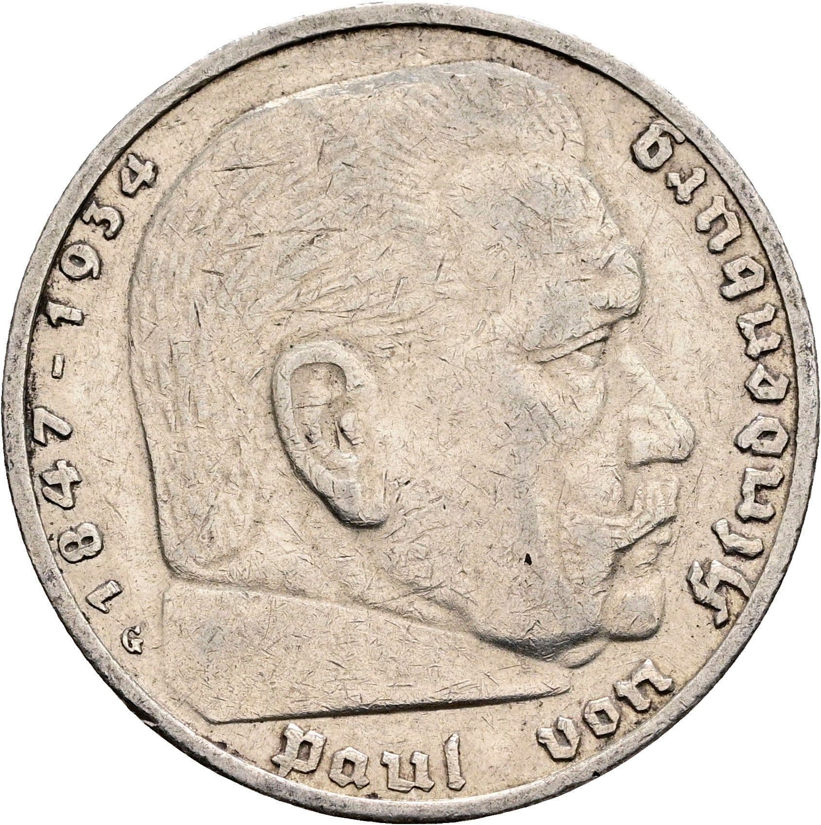 5 Reichsmark 1935 G – Vorderseite
