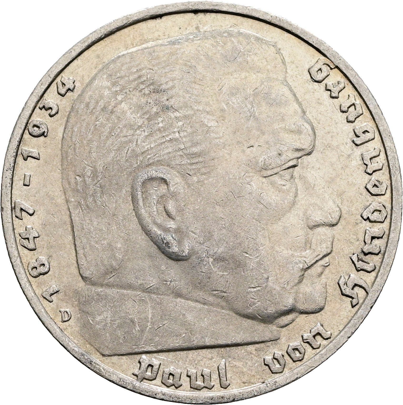 5 Reichsmark 1935 D – Vorderseite
