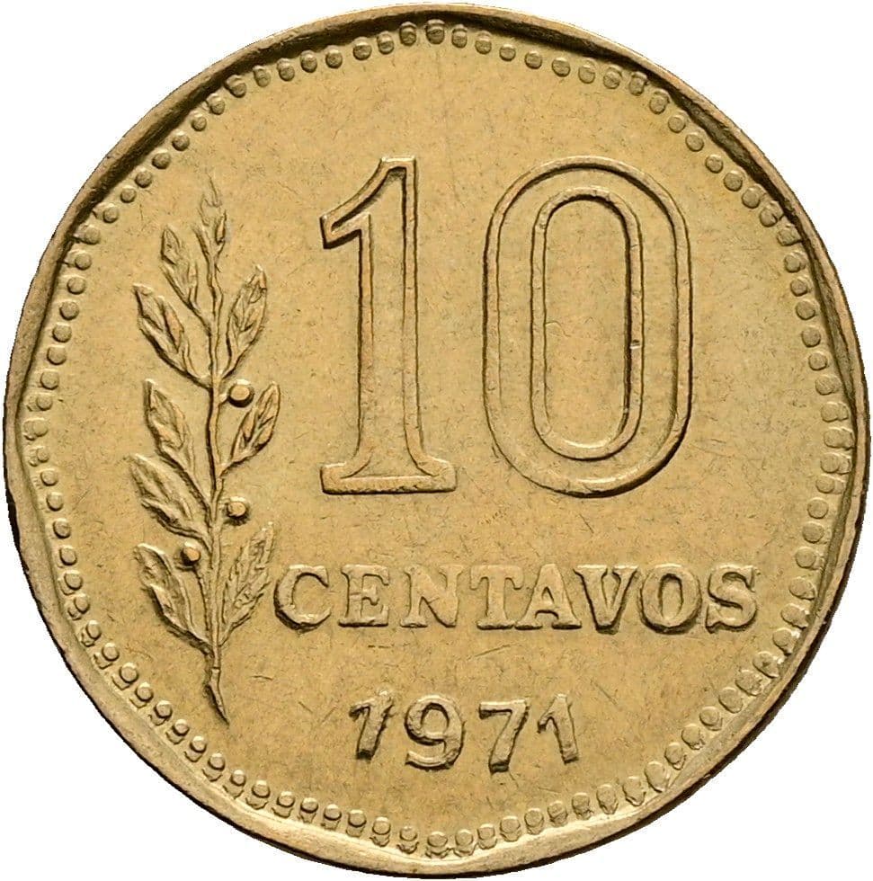 10 Centavos 1971 – Vorderseite